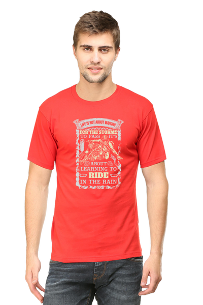 Men's Printed T-Shirt Riding in Rains