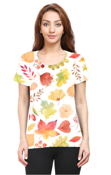 women"s all over print autumn in love T-shirt