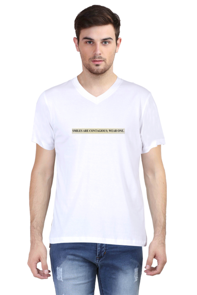 V Neck T-Shirt - SMILE