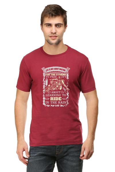 Men's Printed T-Shirt Riding in Rains