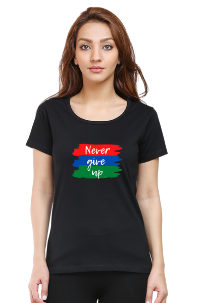 WOMEN'S PRINTED T-SHIRT NEVER GIVE UP