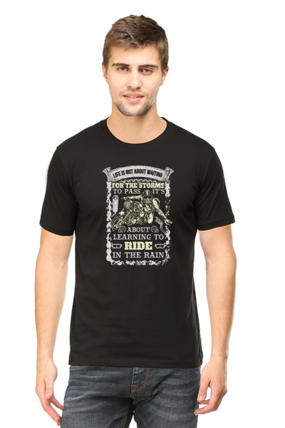 Men's Printed T-Shirt Riding in Rains