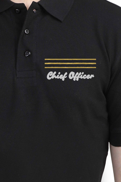 EXCLUSIVE MERCHANT NAVY RANK EMBROIDERY POLO T-SHIRT - CHIEF OFFICER