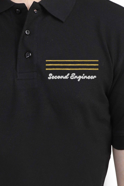 EXCLUSIVE MERCHANT NAVY RANK EMBROIDERY POLO T-SHIRT - SECOND ENGINEER