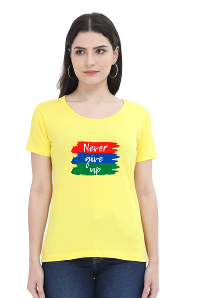 WOMEN'S PRINTED T-SHIRT NEVER GIVE UP