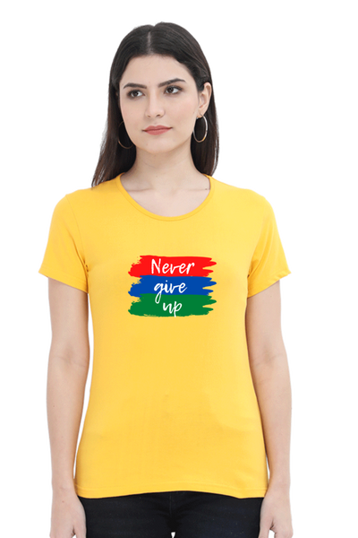 WOMEN'S PRINTED T-SHIRT NEVER GIVE UP