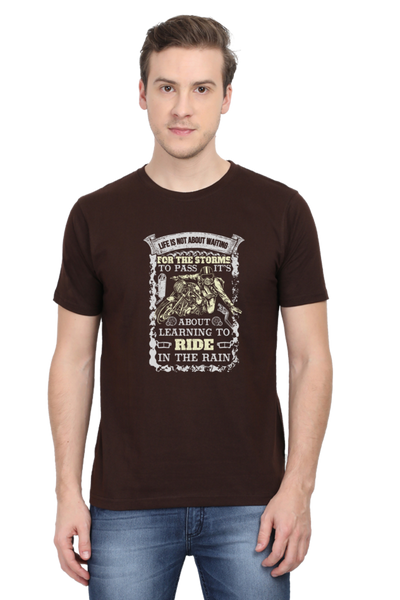 Men's Printed T-Shirt Riding in Rains