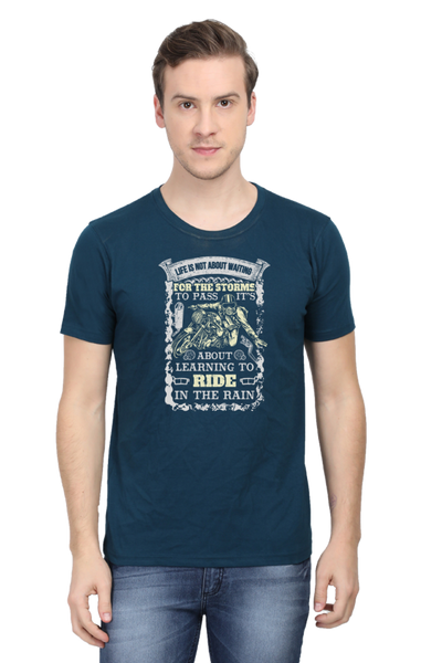 Men's Printed T-Shirt Riding in Rains