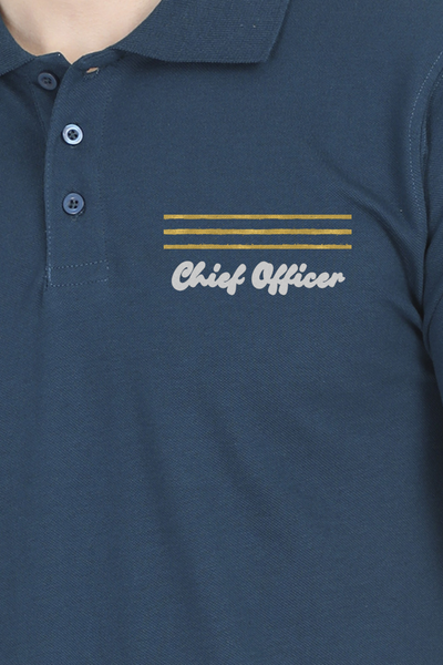 EXCLUSIVE MERCHANT NAVY RANK EMBROIDERY POLO T-SHIRT - CHIEF OFFICER