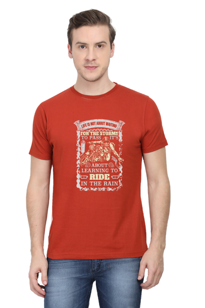 Men's Printed T-Shirt Riding in Rains