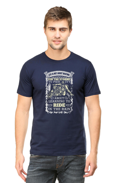 Men's Printed T-Shirt Riding in Rains