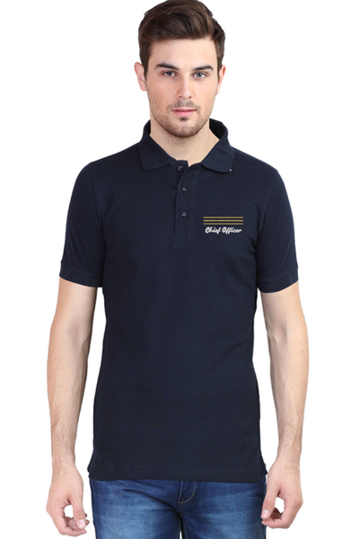 EXCLUSIVE MERCHANT NAVY RANK EMBROIDERY POLO T-SHIRT - CHIEF OFFICER