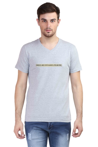 V Neck T-Shirt - SMILE