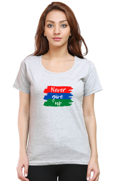 WOMEN'S PRINTED T-SHIRT NEVER GIVE UP