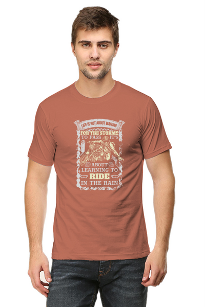 Men's Printed T-Shirt Riding in Rains