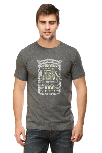 Men's Printed T-Shirt Riding in Rains